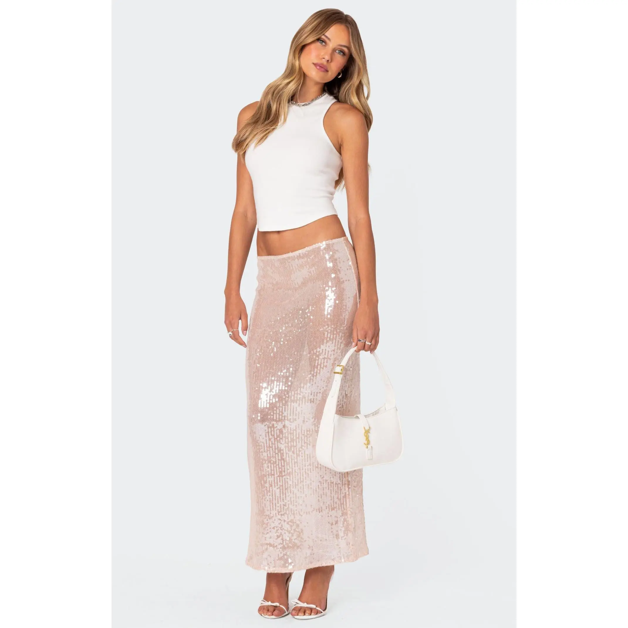 Edikted Women's Riki Sheer Sequin Maxi Skirt - Multicolor