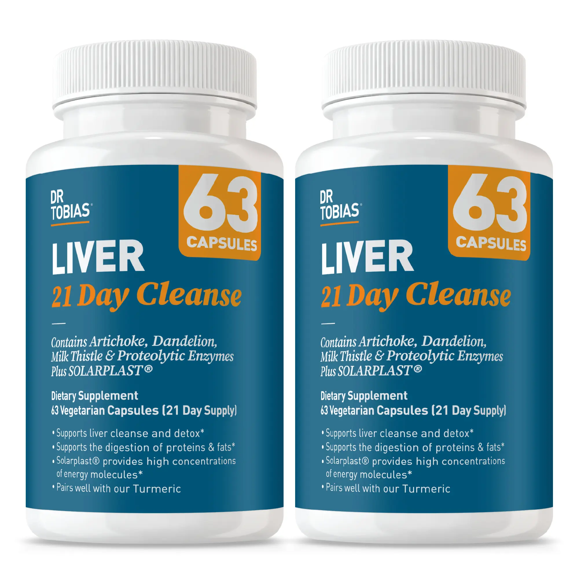 Dr. Tobias Liver 21 Day Cleanse - Herbal Liver Detox Cleanse with Milk Thistle Dandelion Root & Artichoke Extract | Supports Liver Health & Digestion (63 Vegetarian Capsules (126 Count (Pack of 2))