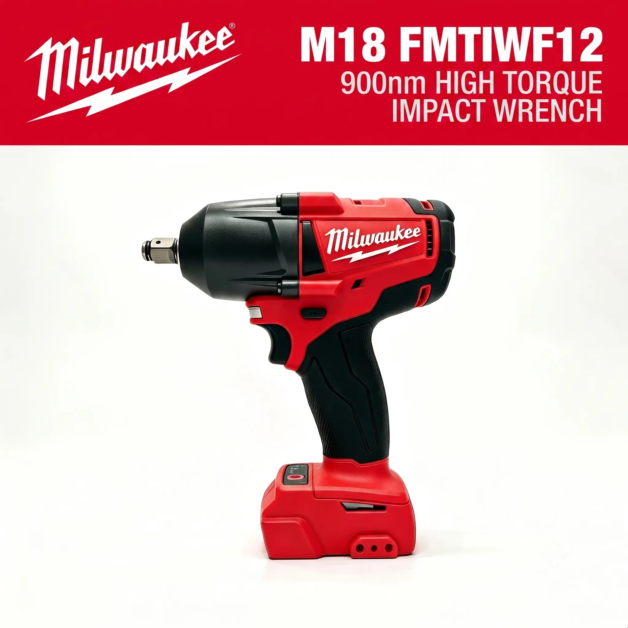 Milwaukee M18 FUEL Brushless 1/2 Inch Square Drive Impact Wrench, Max 900 Nm Torque, Cordless Power Impact Gun With M18 XC6.0 Battery Pack & Multi-Voltage Charger, For Automotive Repair, Construction And Heavy-Duty Bolt Fastening Tasks