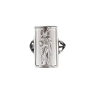 925 Silver San Judas Ring Rhodium Plated 20MM sterling sliver Square Saint Jude Ring