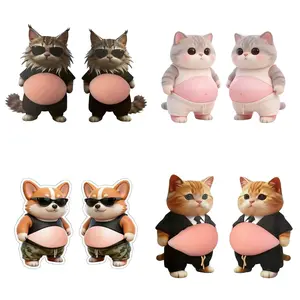 4 Sheets 8 Pieces 3D Dog and Cat Belly Soft Gel Protective Anti-Collision Pads, Decorative Stress Relief Stickers for Phone, Laptop, Fridge, Door Handle