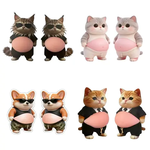 4 Sheets 8 Pieces 3D Dog and Cat Belly Soft Gel Anti-Collision Pads, Silicone Stress Relief, Stress Relief Toy, Kids Party Gift, School Reward, Adult Fun Gift, Stress Relief Item
