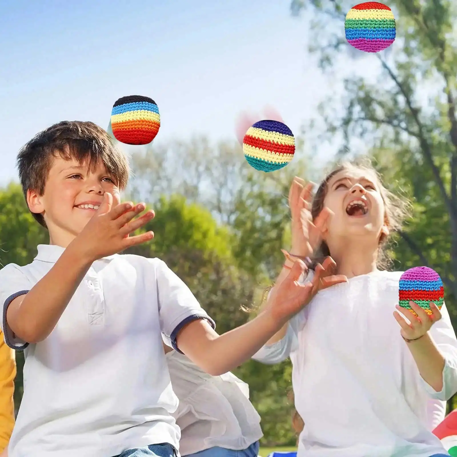 Unisex Handmade Craft Crocheted Balls Party Set - Soft Texture Knitting Wool Kickballs, Hand-Knitted Juggling Bags for Children & Indoor/Outdoor Toys & Hobbies Stress Relief