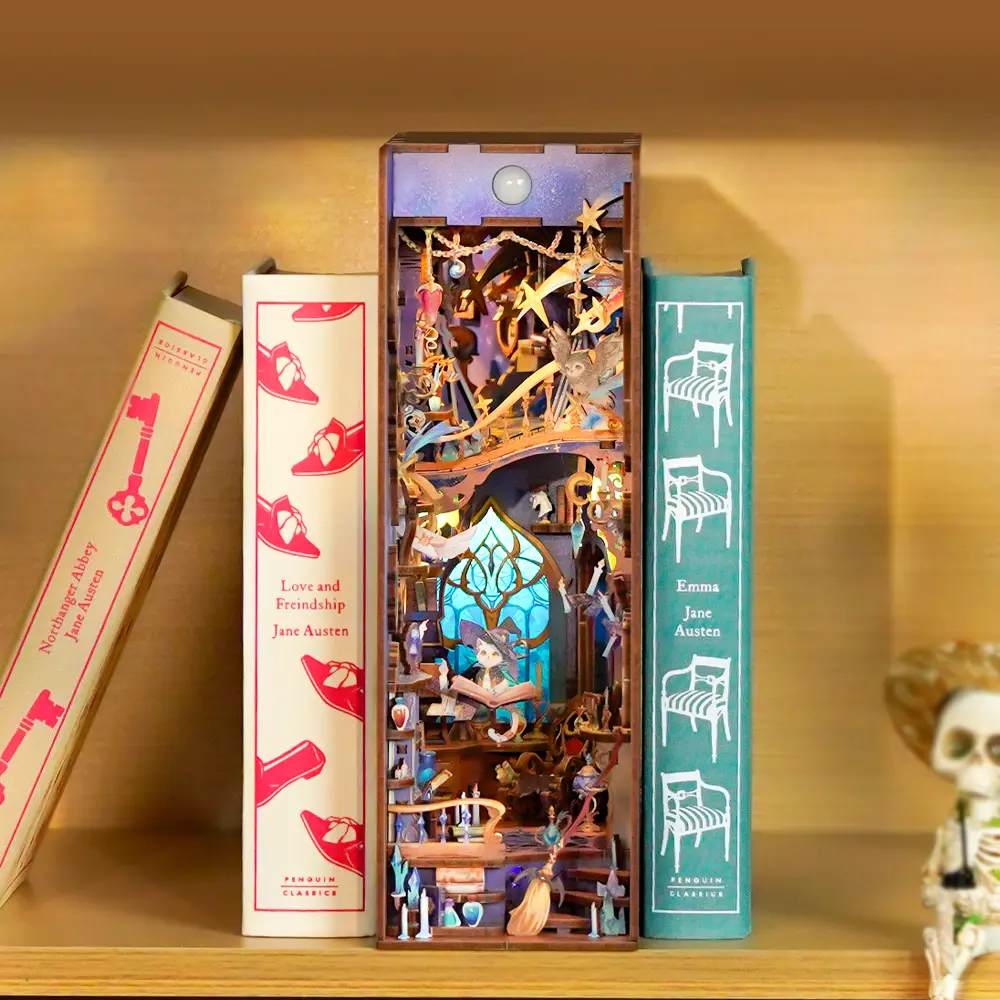 Tonecheer 3D Wooden Puzzle, DIY Book Nook Kit - Magic Stars Room