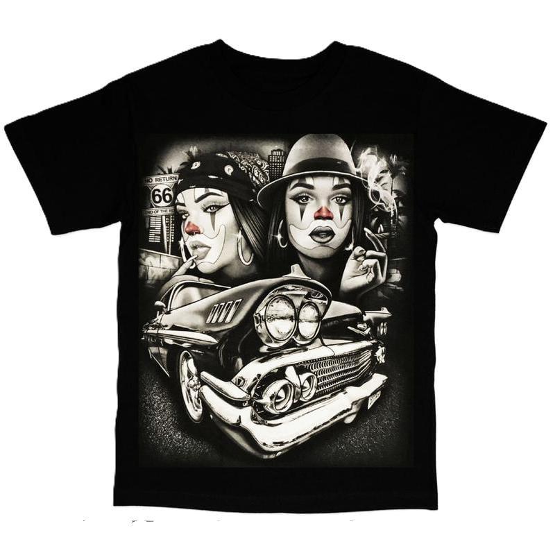 Youth and Adult Tears Of A Clown Chola With A Lowrider Bomba Mens T-Shirt Menswear Top, chicanos clothing, gangster clothes for girls, 90s graphic tees