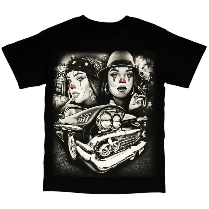 Youth and Adult Tears Of A Clown Chola With A Lowrider Bomba Mens T-Shirt Menswear Top, chicanos clothing, gangster clothes for girls, 90s graphic tees