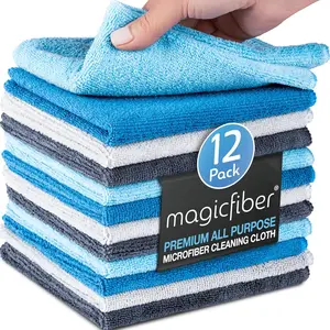 MagicFiber Microfiber Cleaning Cloth - 12 Pack, Large 13" x13" Highly Absorbent Streak-Free Micro Fiber Cleaning Rags Towels for House, Car, Windows, Housekeeping, Household Dusting, Kitchen
