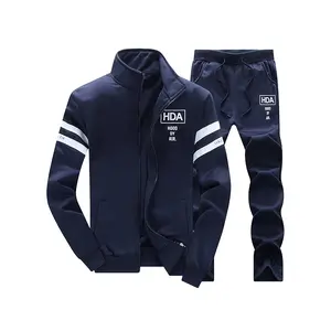 HDA Men's Spring Autumn Fashion Printed Full Zipper Sports Casual Long Jacket Set Sweatsuit With Pockets Sportswear All Seasons Jogger Tracksuit