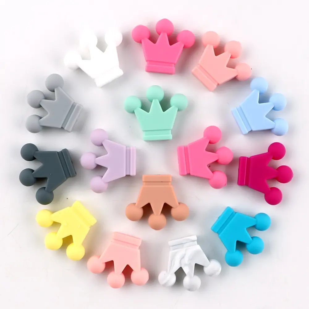 30pcs Silicone Focus Beads Crown is suitable for DIY jewelry making - creative keychains, bracelets, earrings, fashionable lanyards, mobile phone pendants, handicrafts, pen beads Diy With Charms, Diy Jewelry Decoration Beading Making Beading Supplies
