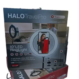 halo travel pro Extendable Phone ring light & Selfie Stick with Wireless Remote and Universal Holder, Compatible with iPhone, Android, and Cameras Adjustable Digital Smartphones Mount Magnetic Vlog Monitor Clip Tripod