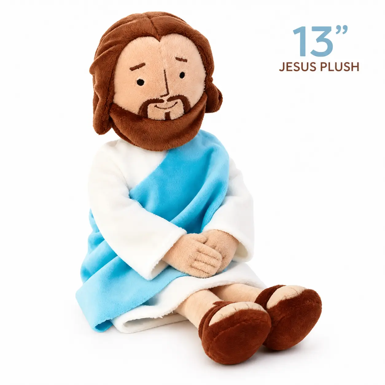 13 Inch Jesus Plush Doll, Soft Christian Religious Plush Figure with Embroidered Face, Faith Inspired Decorative Collectible, Baptism Easter Birthday Christmas Gift, Christian Room Decor