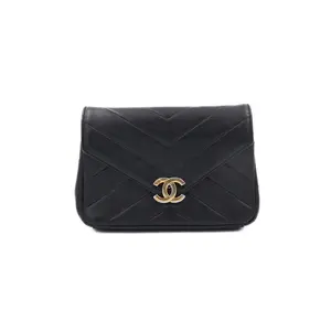 Pre-owned CHANEL Leather Crossbody Bags Envelope Flap Bag Black JM SK081