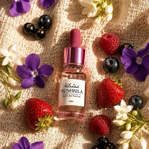 Mushkila Middle Eastern Perfume Oil. Moisturizing and Long Lasting Scent Floral Fruity Woody Musk
