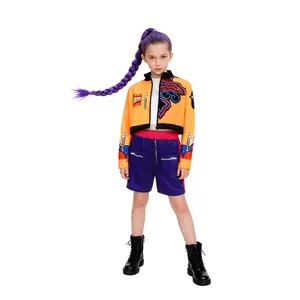 Girls K-POP Rumi Mira Role Play Costume Set 3pcs Suitable for all seasons, featuring 3D printed patterns and a celebrity-inspired style designed specifically for children. Crafted from comfortable fabric to create a true superstar look