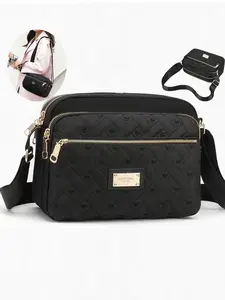 High-Quality 5-Zipper Heart Embroidery Women's Messenger Bag, Multi-Pocket Makeup Bag, Commute Bag, Work Bag, Party Bag