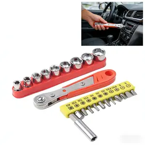 Stalwart 24-Piece Mini Ratcheting Offset Screwdriver Bit Set – 90 Degree Right Angle Reversible Handle with Precision Hex, Slotted, Phillips, and Star Torx Bits for Tight Space Repair