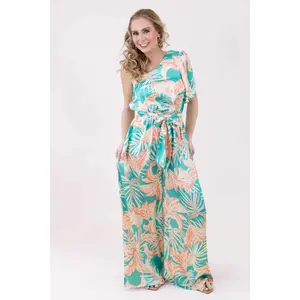 Island Life Turquoise Coral Jumpsuit