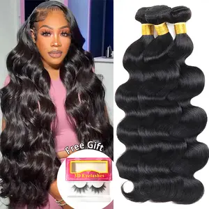 Ishow Body Wave Bundles 30inch Salon Quality Brazilian Virgin Bundles 100% Human Hair Natural Color Human Hair Bundles with Closure