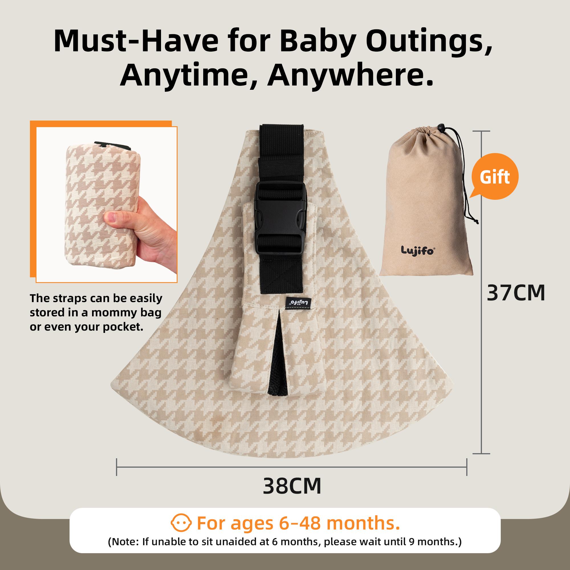 LUJIFO Chic Houndstooth Side Baby Carrier - Premium Cotton Linen Toddler Sling