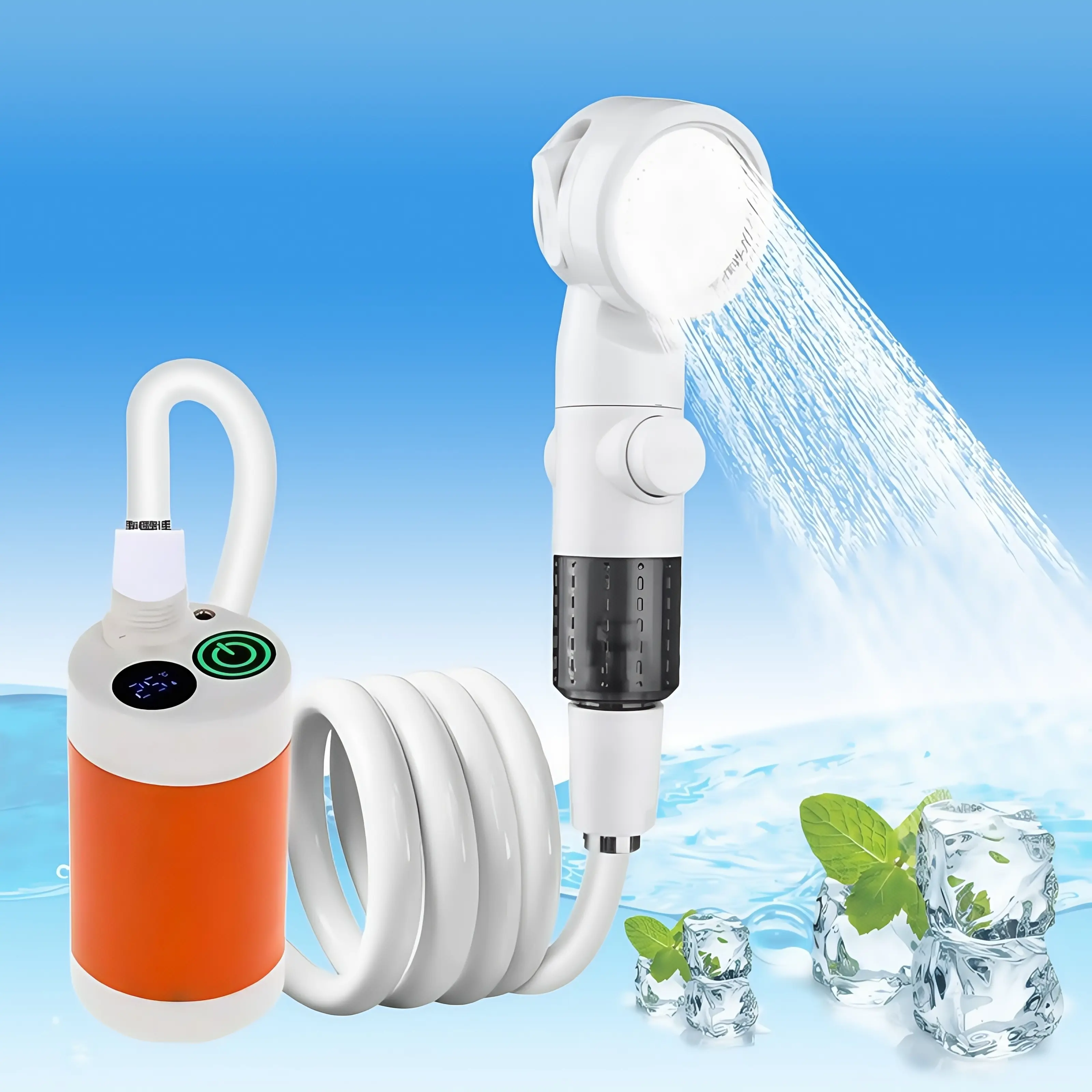 3-IN-1 Upgraded Portable Electric Camping Shower Pump with Waterproof Digital Display, Outdoor Travel Accessories for Camping & Hiking Personal Care, Camping Set