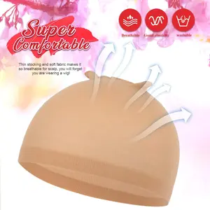 Hersmile 2 Pcs Stocking Wig Caps, Light Brown Stocking Caps For Wigs, Stretchy Nylon Wig Caps for Women, Girls, Kids