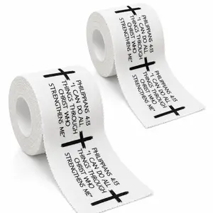2 Pack Christian Cross Athletic Tape - Breathable Durable Cotton Sports Tape 2in x 23ft - Easy Tear for Wrist, Ankle, Football, Soccer, Gymnastics & Climbing