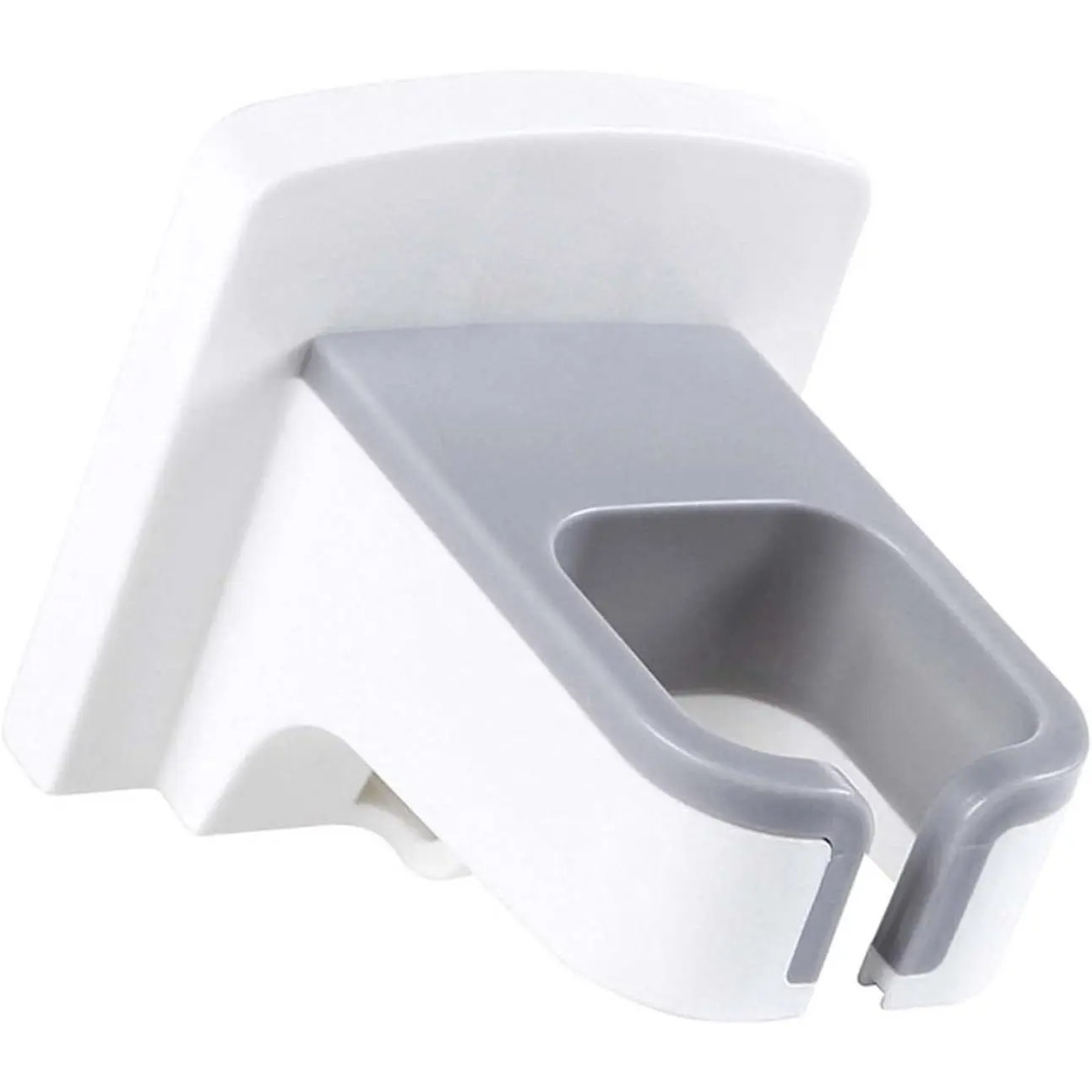 1 PCS ABS White Punch-Free Self-Adhesive Hair Dryer Holder, Modern Wall-Mount Blow Dryer Rack, Strong Load-Bearing Waterproof Space-Saving Bathroom Accessory for Household Use