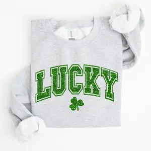 Lucky, Glitter Shamrock, St Patrick's Day Sweatshirt