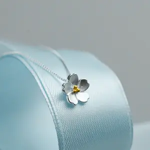 FashionUS - 925 Sterling Silver cherry blossom Necklaces & Pendants For Women Fashion Lady Festival Gift Sterling-silver-jewelry