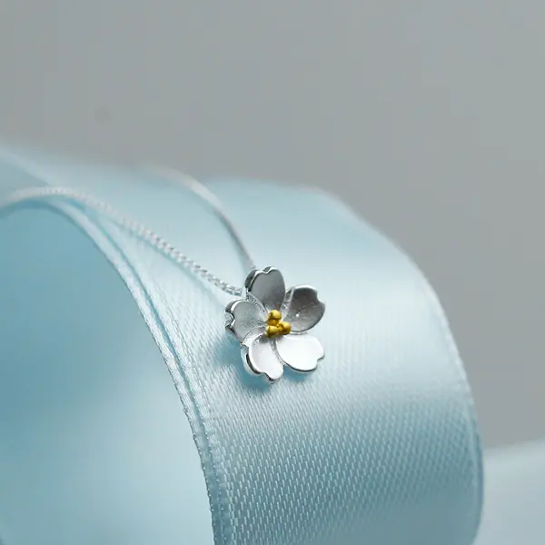 FashionUS - 925 Sterling Silver cherry blossom Necklaces & Pendants For Women Fashion Lady Festival Gift Sterling-silver-jewelry
