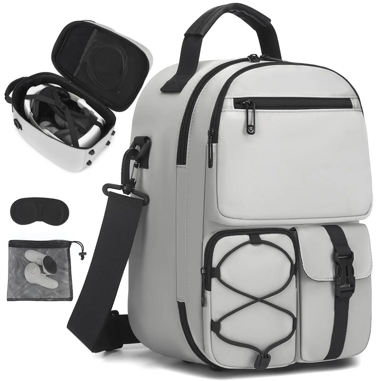 Carrying Case Compatible with Meta Quest 3S/Quest 3/Oculus Quest 2/Vision Pro/VR Elite Strap Headset and Controller Accessories, Travel Storage Bag for gaming, Suitable for Home Storage, Gray