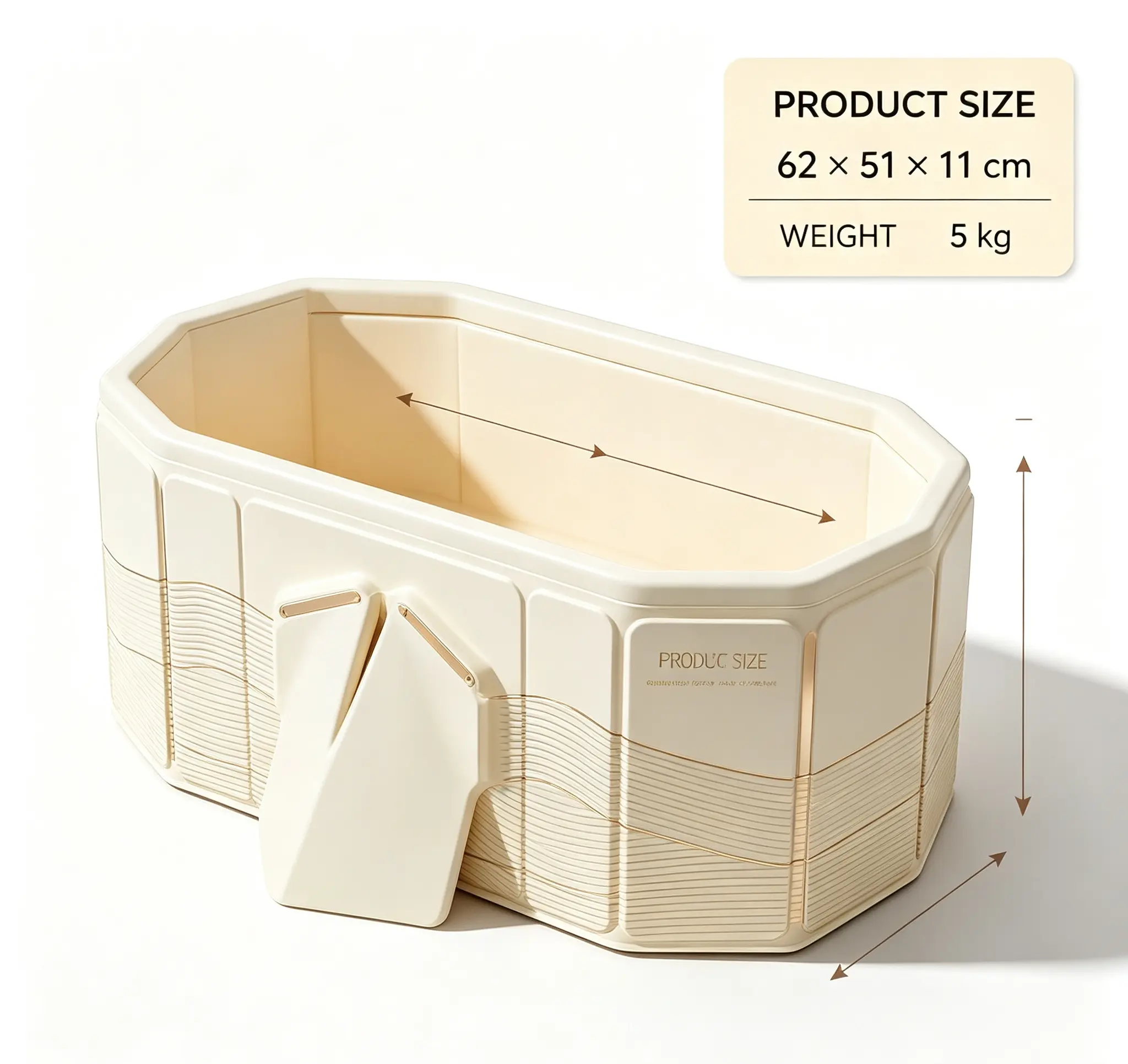 Space‑Saving Foldable Home Spa Bathtub, Freestanding Collapsible Soaking Tub with Tool‑Free Quick Setup for All‑Season Indoor Bathing