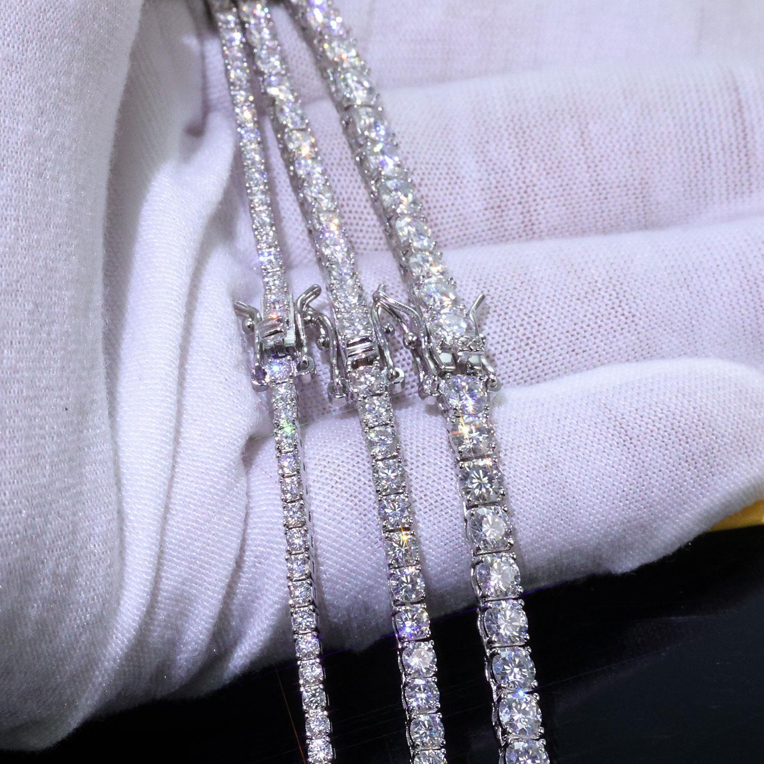 Fast Shipping Hip Hop Iced Out 2/3/4/5mm Moissanite Tennis Chain Men Women 925 Silver Moissanite Tennis Necklace GRA Certificate