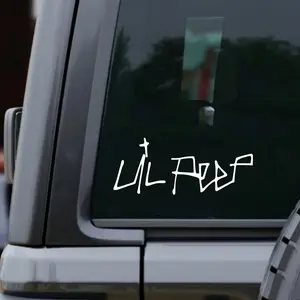1PC Street Cool Rapper Lil Peep Sticker, Functional Style White Handwritten Font Body Decal, Suitable for Sedans, Off-road Motorcycles, Bicycle Frames, Computer Cases, Personalized Reflective Sticker