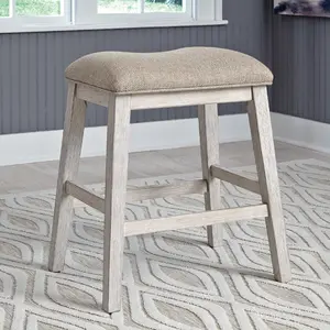 Signature Design by Ashley Skempton Modern 24" Counter Height Upholstered Barstool, 2 Count, Whitewash