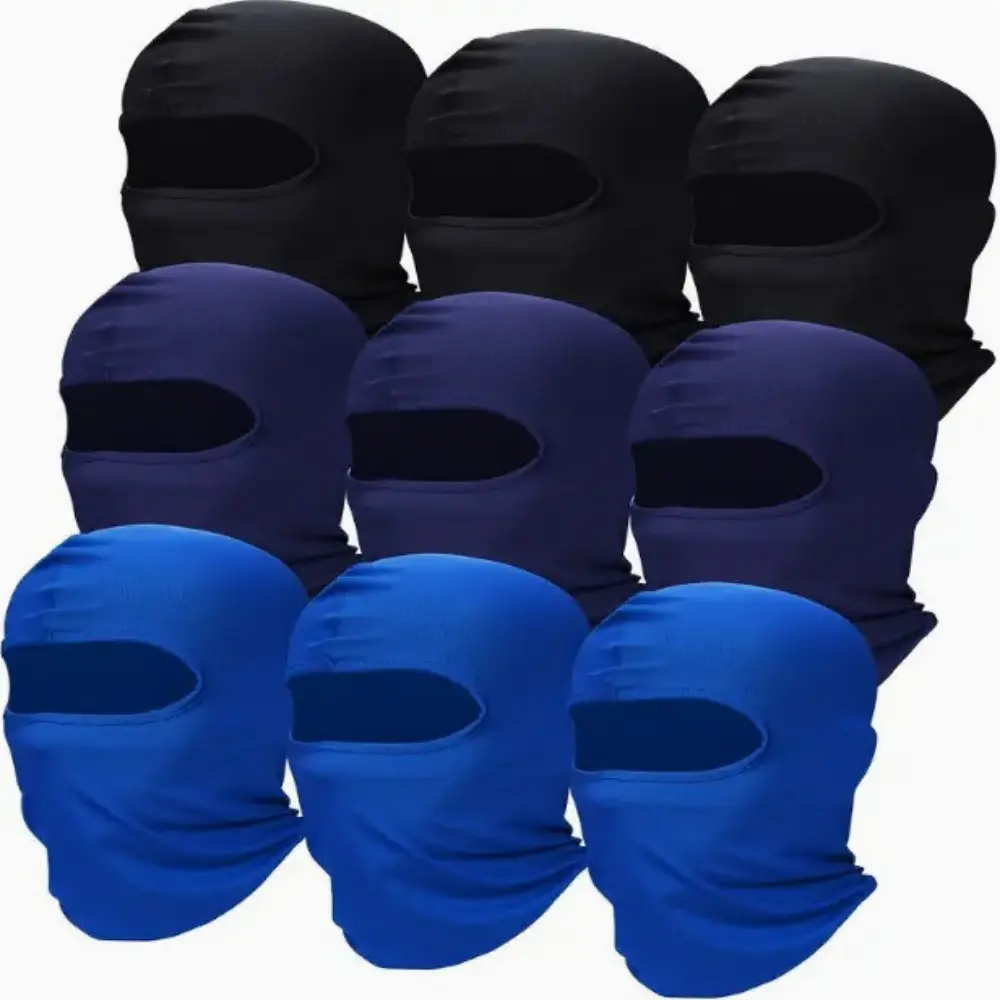 9-Pack Unisex Polyester Balaclava Face Mask - UV Protection, Moisture-Wicking, Stretchable Outdoor Sports Headwear Scarf for Men and Women summerwins