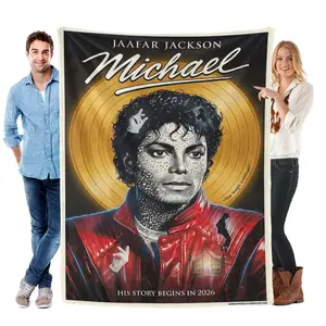 Michael Jackson Jaafar Jackson 2026 Movie Flannel Blanket Soft Cozy Warm Lightweight Plush Throw For Bedroom Living Room Napping Travel Home Decor For Music Fans Pop Culture Lovers Halloween Christmas Gift