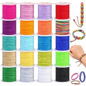 Nylon String for Bracelets, 20 Rolls Chinese Knotting Cord Nylon Beading Thread for Kumihimo, Braided Bracelets, Beading, Necklaces, Macrame Craft, Wind Chime, Jewelry Making