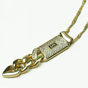 Golden Plated Iced-Out Padlock Necklace, Micro Pave Cubic Zirconia, Cuban Link Accent, Hip Hop Bling Statement Chain for Men and Women, Trendy Birthday/Anniversary Gift