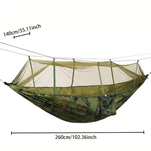 Outdoor Mosquito-Proof Hammock Bed, Double Rope Hammocks, Extra Large Space, Holds Two People, Nylon Material, Durable and Sturdy, Perfect for Camping, Travel, Beach, Camping Accessories