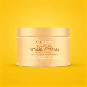 VEECENT Turmeric Vitamin C Cream - 30% Vitamin C Face Moisturizer with Turmeric, Aloe Vera, Hyaluronic Acid, Vitamin E & Jojoba Oil for Brightening, Hydrating & Repairing Skin, 1.7 fl oz / 50ml