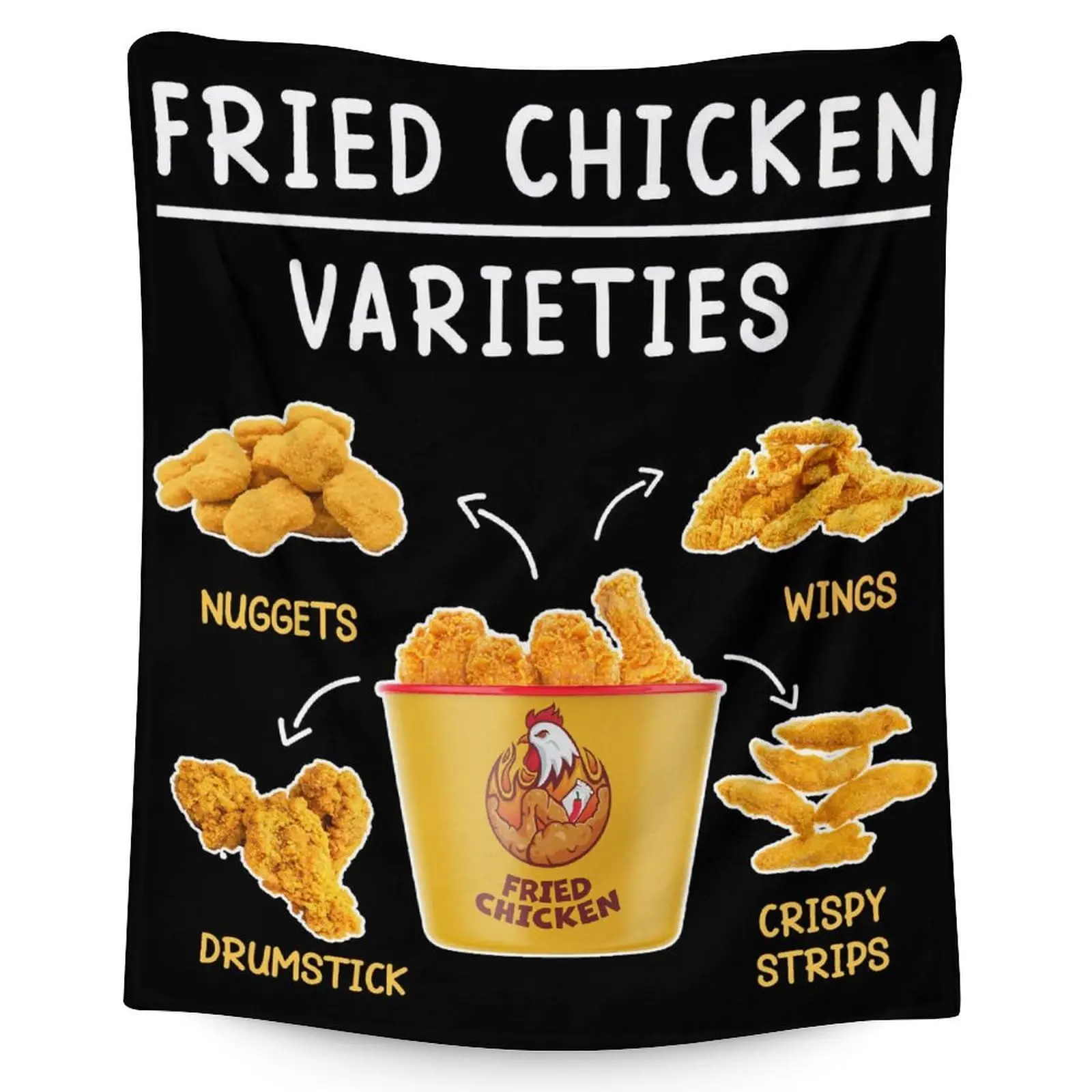 Chicken Nugget Blanket - 100% Polyester Flannel Throw with Soft Texture, Modern Flat Weave, Letters, Warm, Wrinkle-Resistant, Durable - 40×50 in, Ideal for Home Studying, Reading, Friends