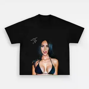 Vintage Megan Fox Graphic Tee, Retro 90s Celebrity Portrait Shirt, Oversized Streetwear Top