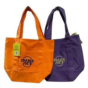 (small-sized bag)2PCS Trader Joe's Women's Floral Tote Bag - Stylish Spacious Lightweight Chic for Vacations Shopping Travel & Sunny Adventures in Vibrant Colors