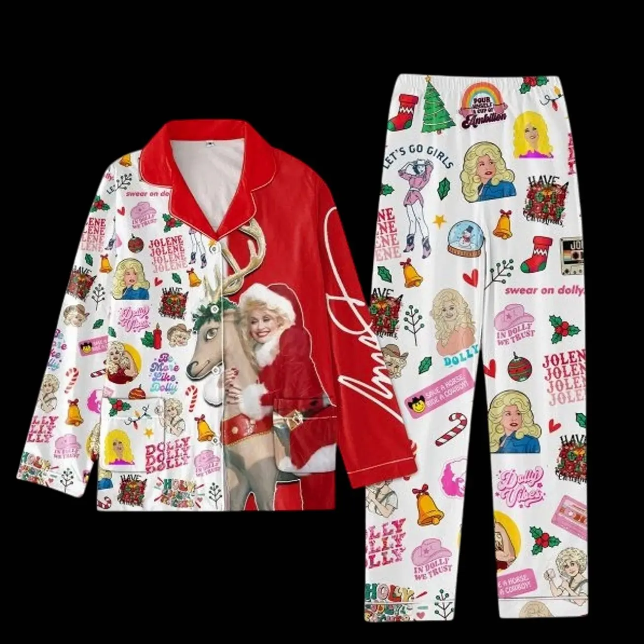 Dolly Parton Be More Like Dolly Christmas Pajamas Set