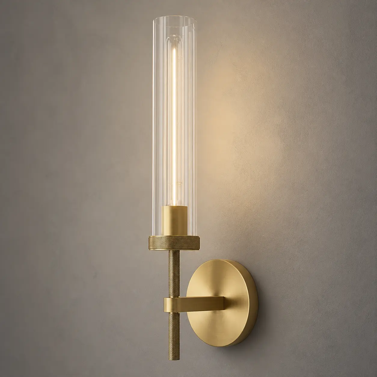 【2-Pack】19 Inch Brass Gold Wall Sconce, Modern Knurled Vanity Light for Bathroom Mirror Hallway Living Room