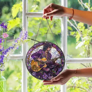 Prince Purple Rain Stained Glass Suncatcher, Unique Pop Art