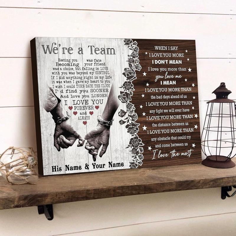 Personalized We're A Team Couple Poster Gift for Him, Her, Husband Wife Christmas Birthday Anniversary Couple Lover Custom Name Poster Canvas Print Wall Art Home Decor Picture for Bedroom LivingRoom