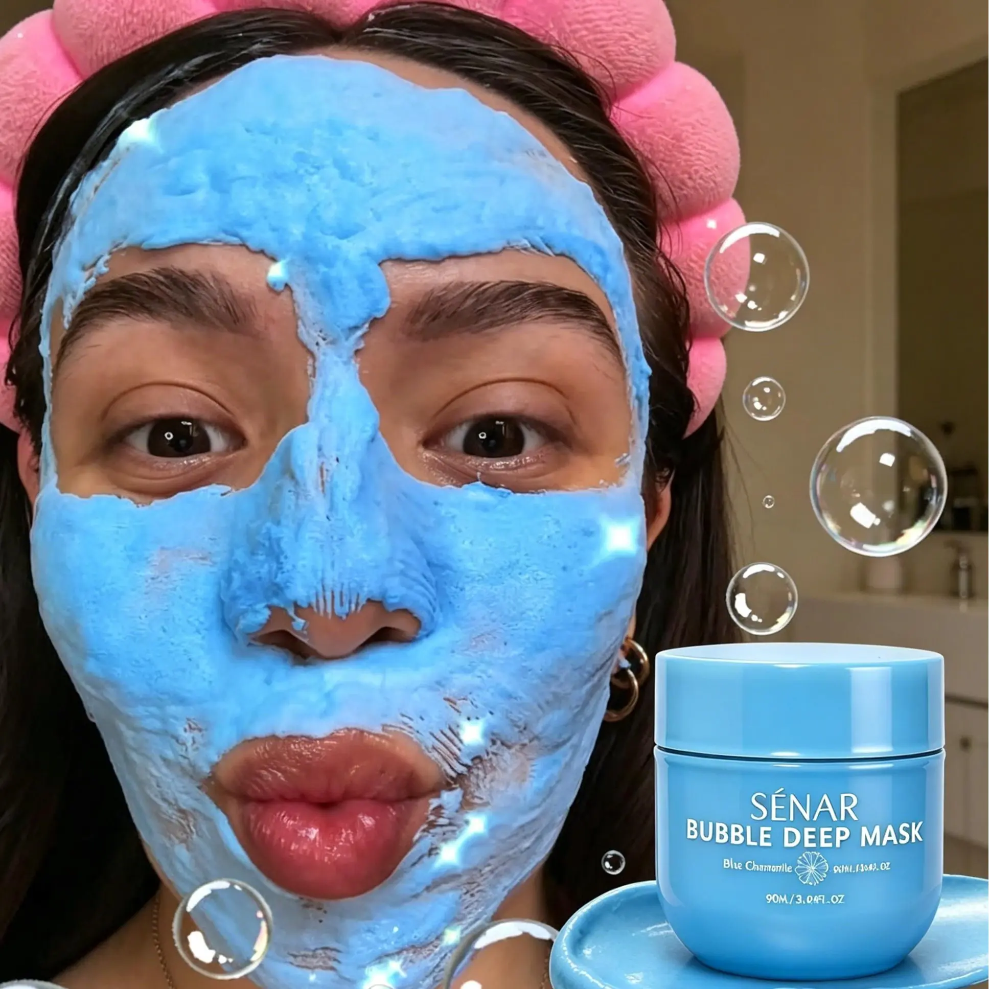 Chamomile Bubble Deep Mask & Foaming Facial Cleanser- Pore Detox with Chamomile & Fizzing Carbonated Water | Korean Clay-to-Bubble Blackhead Treatment | Deep Cleansing + Oil Balance (90g/3.04oz) Soothing Skin Repair
