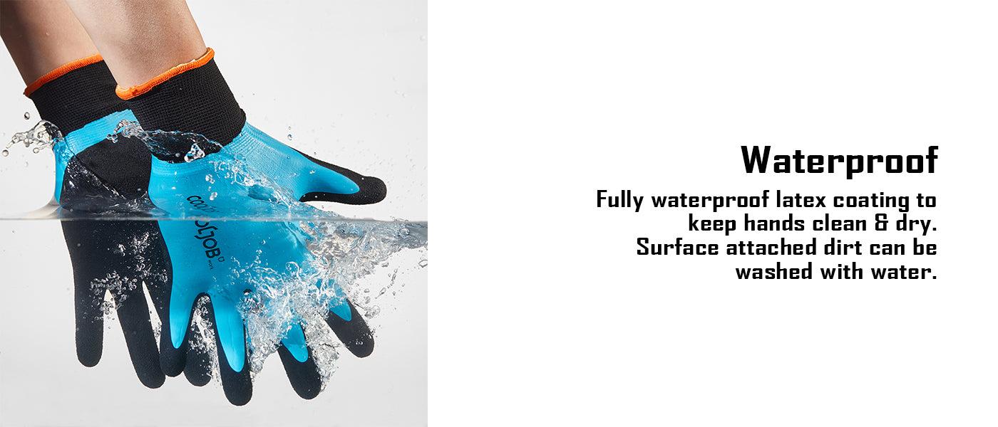 COOLJOB 2/6 Pairs Waterproof Gardening Work Gloves with grip, Double Rubber Coated (Blue) COOLJOB 2/6 Pairs Waterproof Gardening Work Gloves with grip, Double Rubber Coated (Blue)